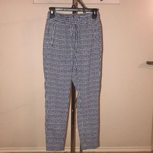 Navy and white polka dot capri pants